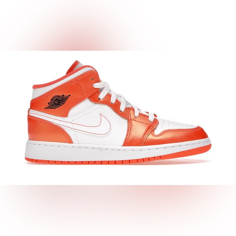 AIR JORDAN 1 MID SE (GS) / Electro Orange, Black-White, Size 6Y, UK 5.5